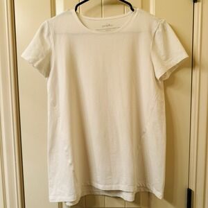 Pure Jill Fit Progress Stretch Tee White Pima Cotton Short Sleeve XS J.Jill